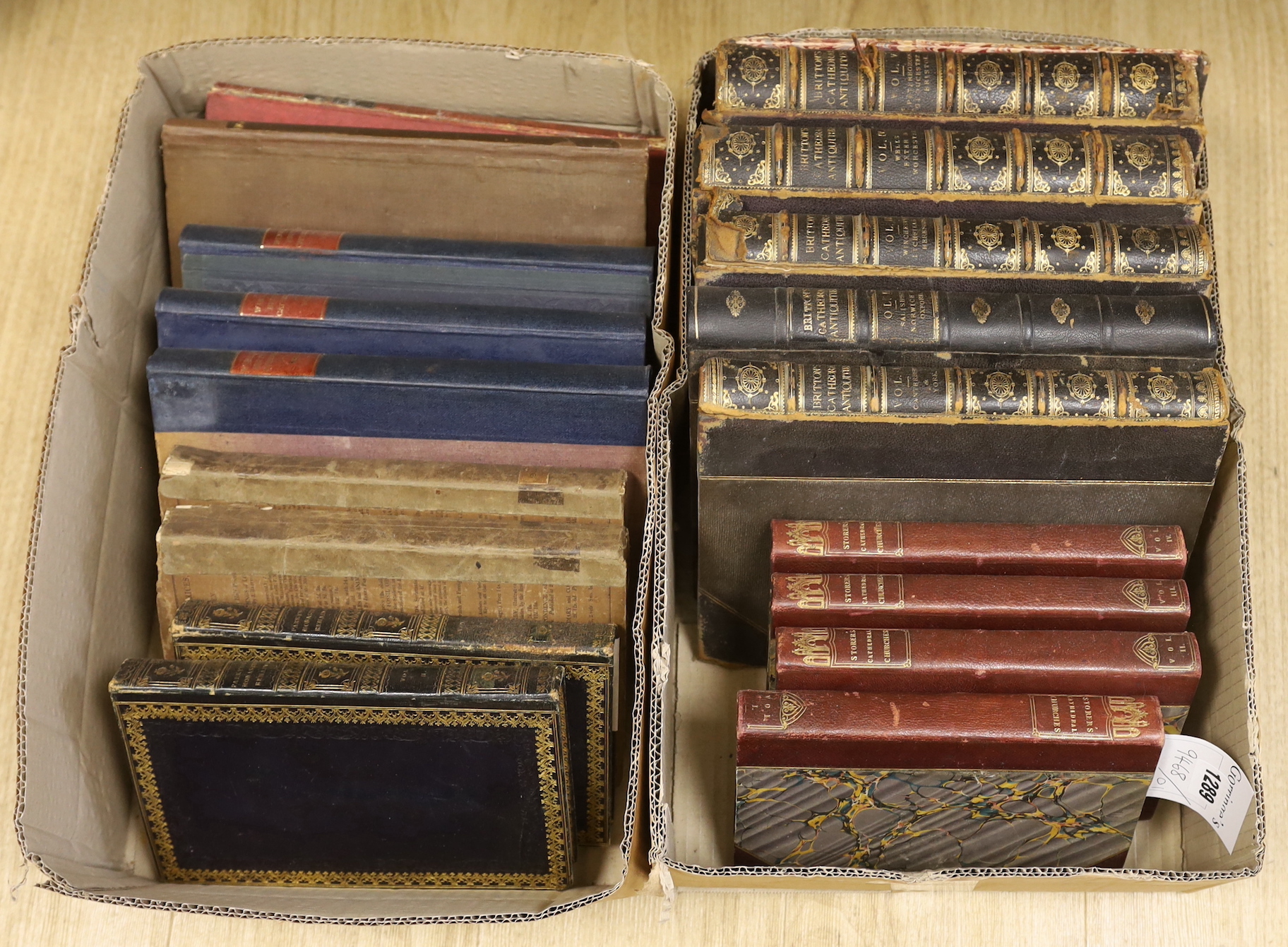 Storer, James- History and Antiquities of the Cathedral Churches of Great Britain, 4 vols., 4 additional engraved titles and 274 engraved plates and plans [correct as list], near contemporary maroon half morocco, gilt to